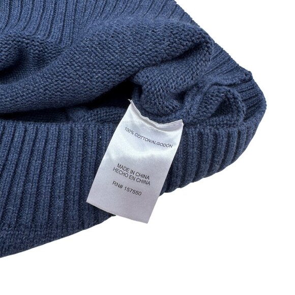 Tahari Men's Navy Blue 1/4 Zip Ribbed Striped Knit 100% Cotton Sweater, Size L - Picture 5 of 8